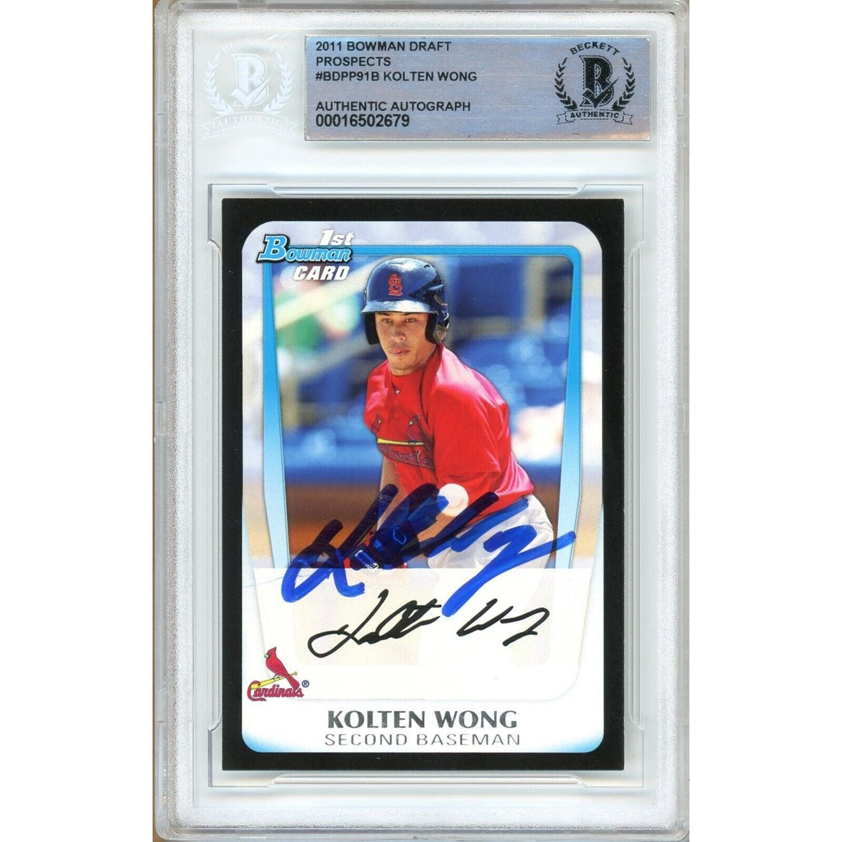 Kolten Wong Bowman Draft Prospects Autographed Trading Card Beckett BGS