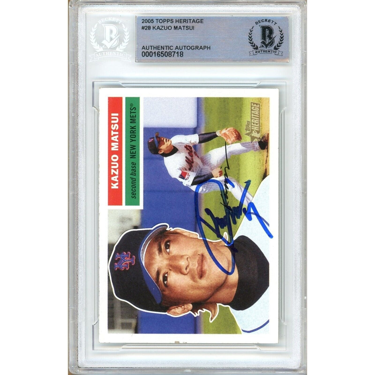 Kazuo Matsui Topps Heritage Signed Trading Card Beckett BAS