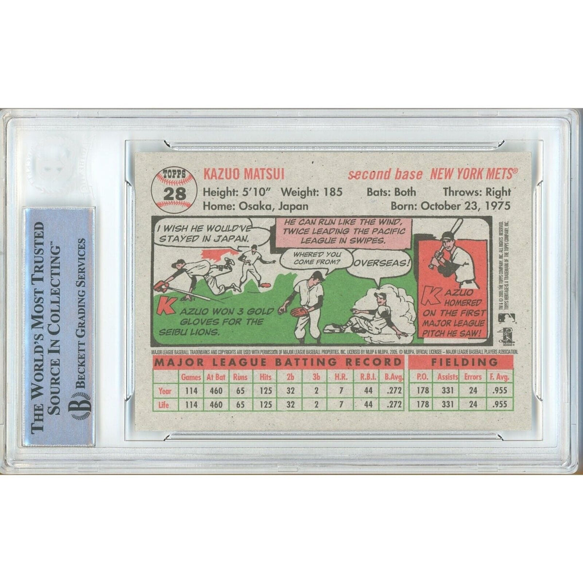 Kazuo Matsui Topps Heritage Autograph Trading Card Beckett BAS
