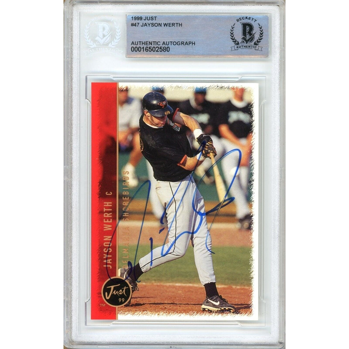 Jayson Werth Just Minors Autographed Trading Card Beckett BAS
