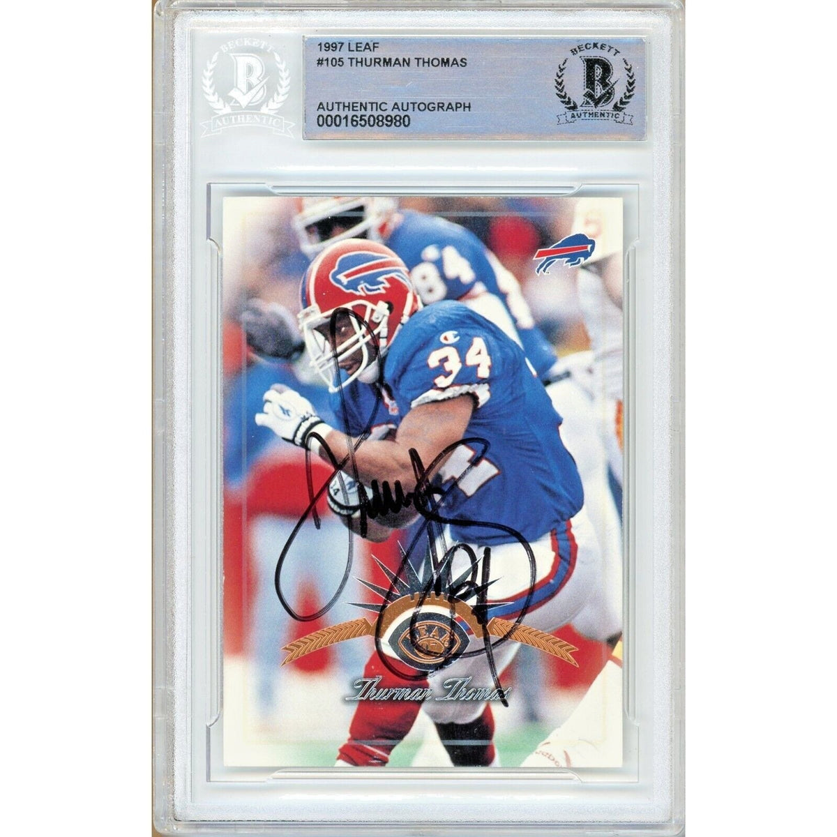 Thurman Thomas Buffalo Bills Signed Autographed Trading Card Beckett BAS