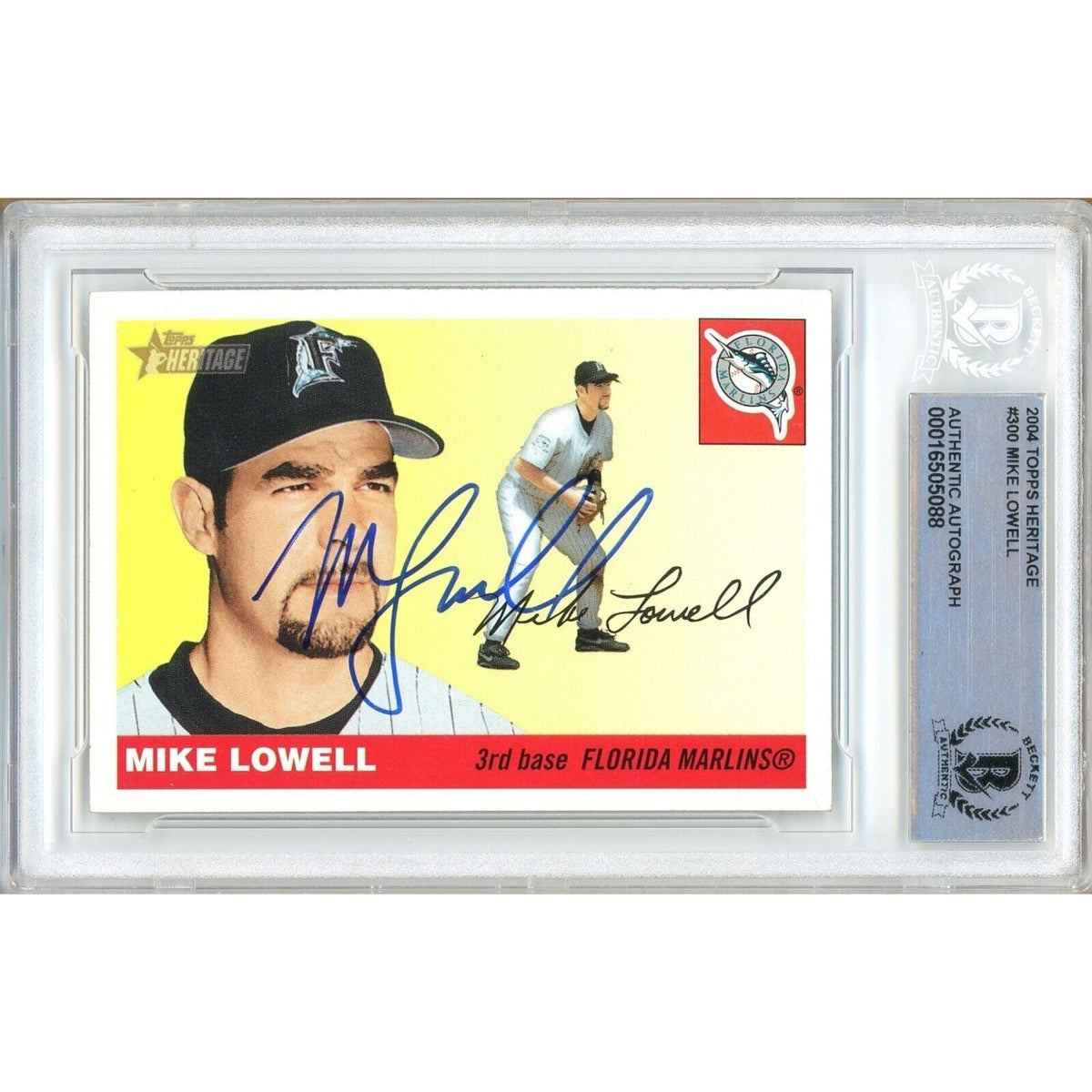 Mike Lowell Miami Marlins Signed Autographed Trading Card Beckett BAS