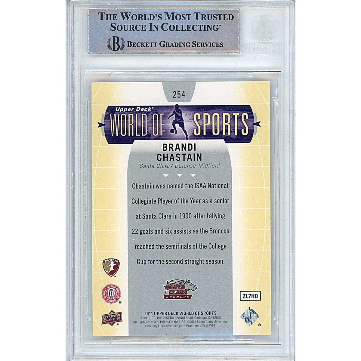 Brandi Chastain Upper Deck World Signed Trading Card Beckett BAS
