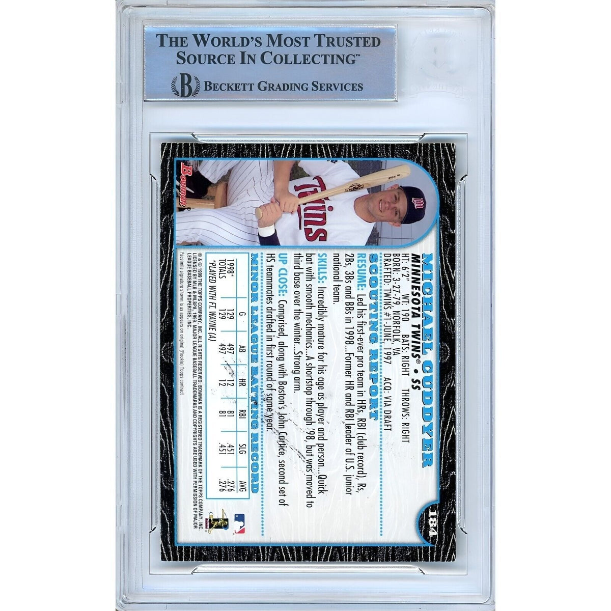 Michael Cuddyer Minnesota Twins Signed Autograph Trading Card Beckett BAS
