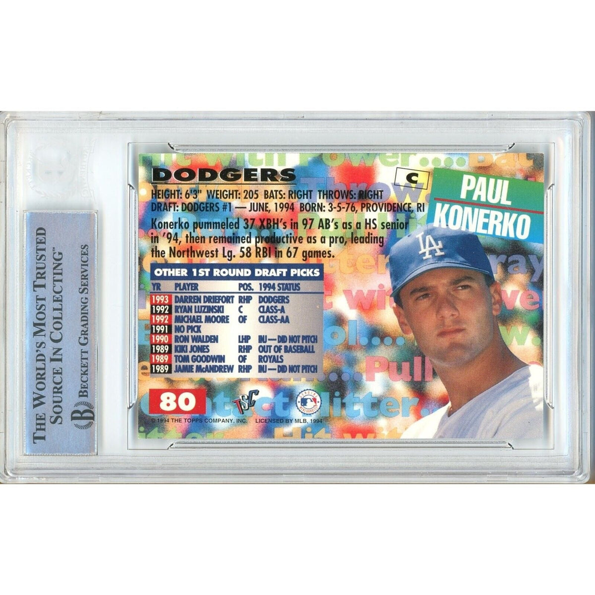 Paul Konerko Signed Trading Card Beckett BAS