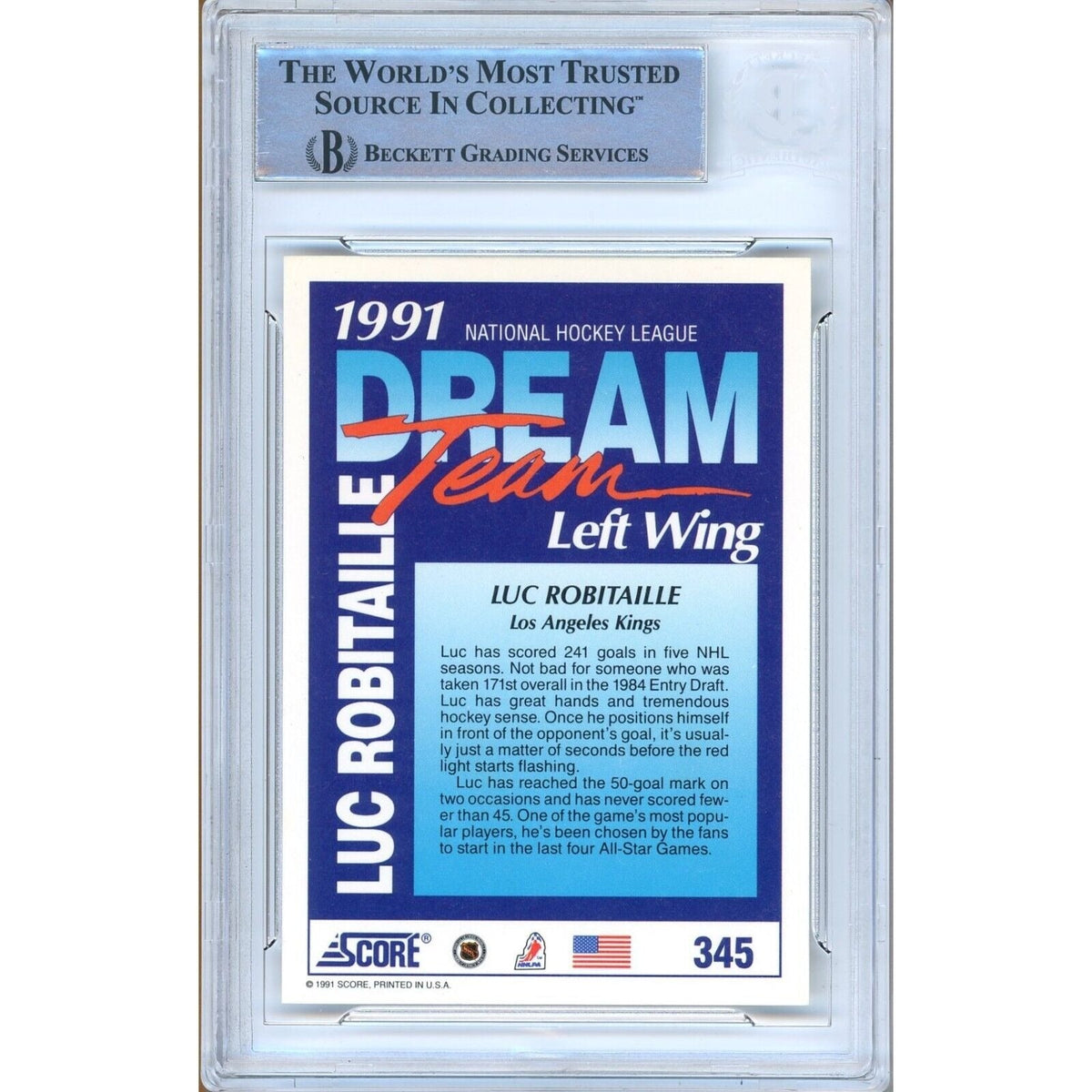 Luc Robitaille Score Dream Team Signed Trading Card Beckett BAS