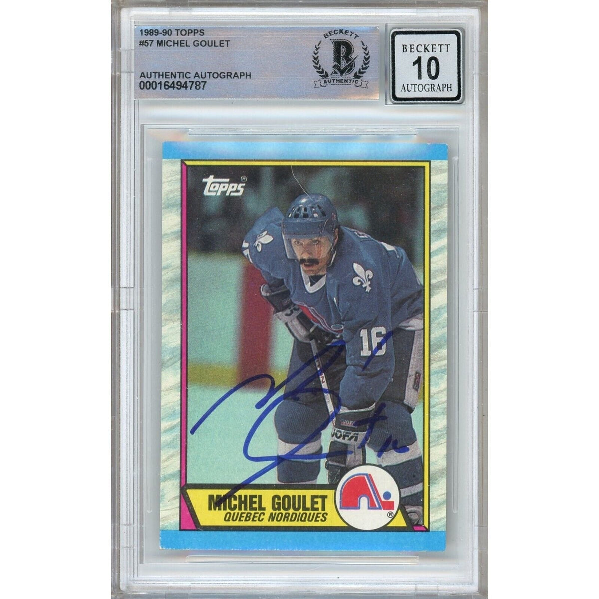 Michel Goulet Quebec Nordiques Signed Autographed Trading Card Beckett BGS