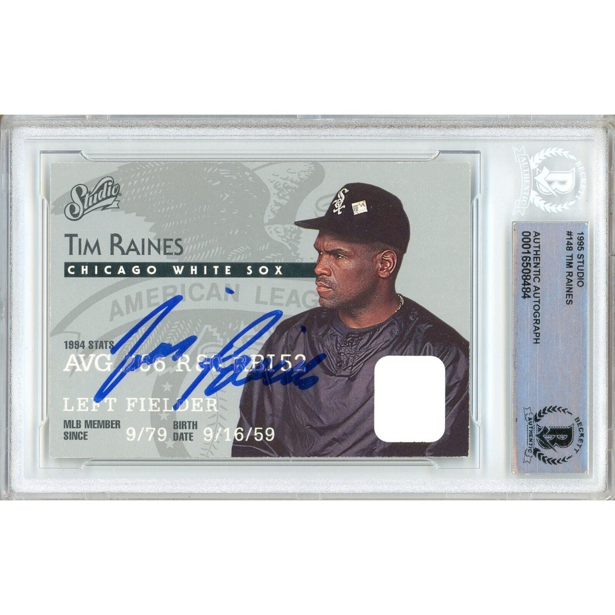 Tim Raines Chicago White Sox Autographed Trading Card Beckett BAS