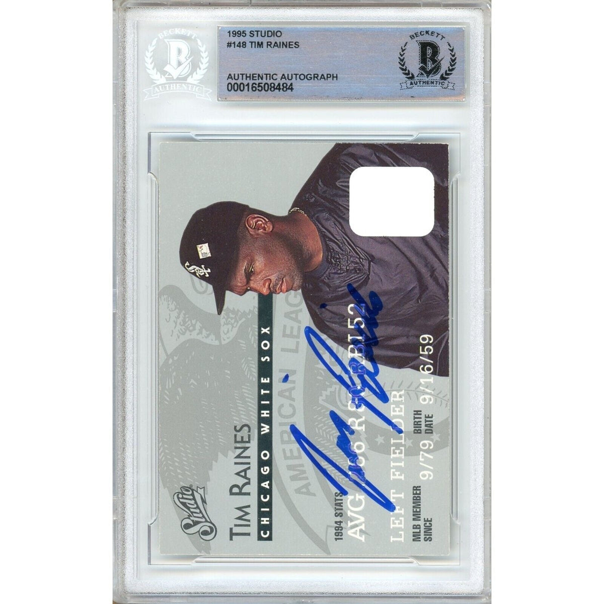 Tim Raines Chicago White Sox Signed Trading Card Beckett BAS
