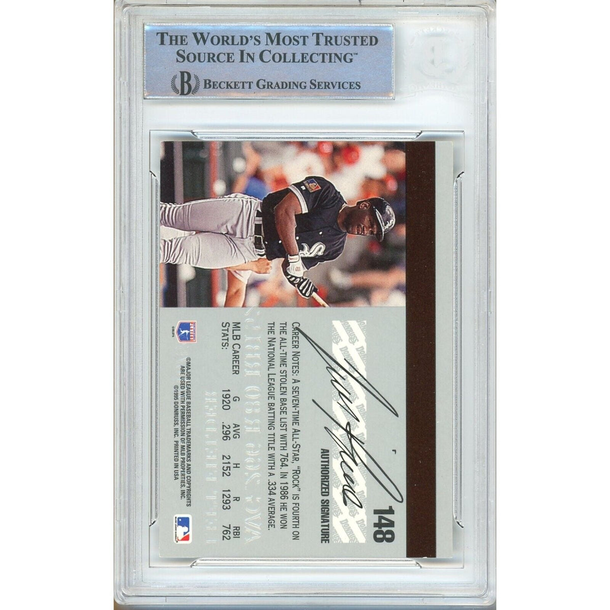 Tim Raines Chicago White Sox Auto Trading Card Beckett BAS