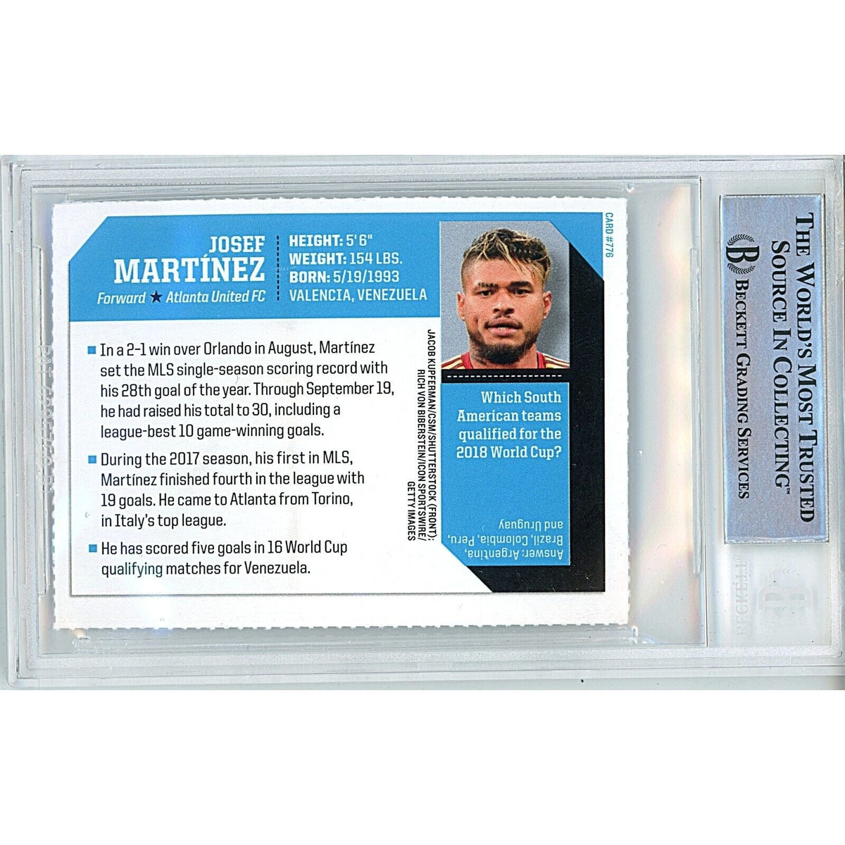 Josef Martinez Sports Illustrated Signed Trading Card Beckett BAS