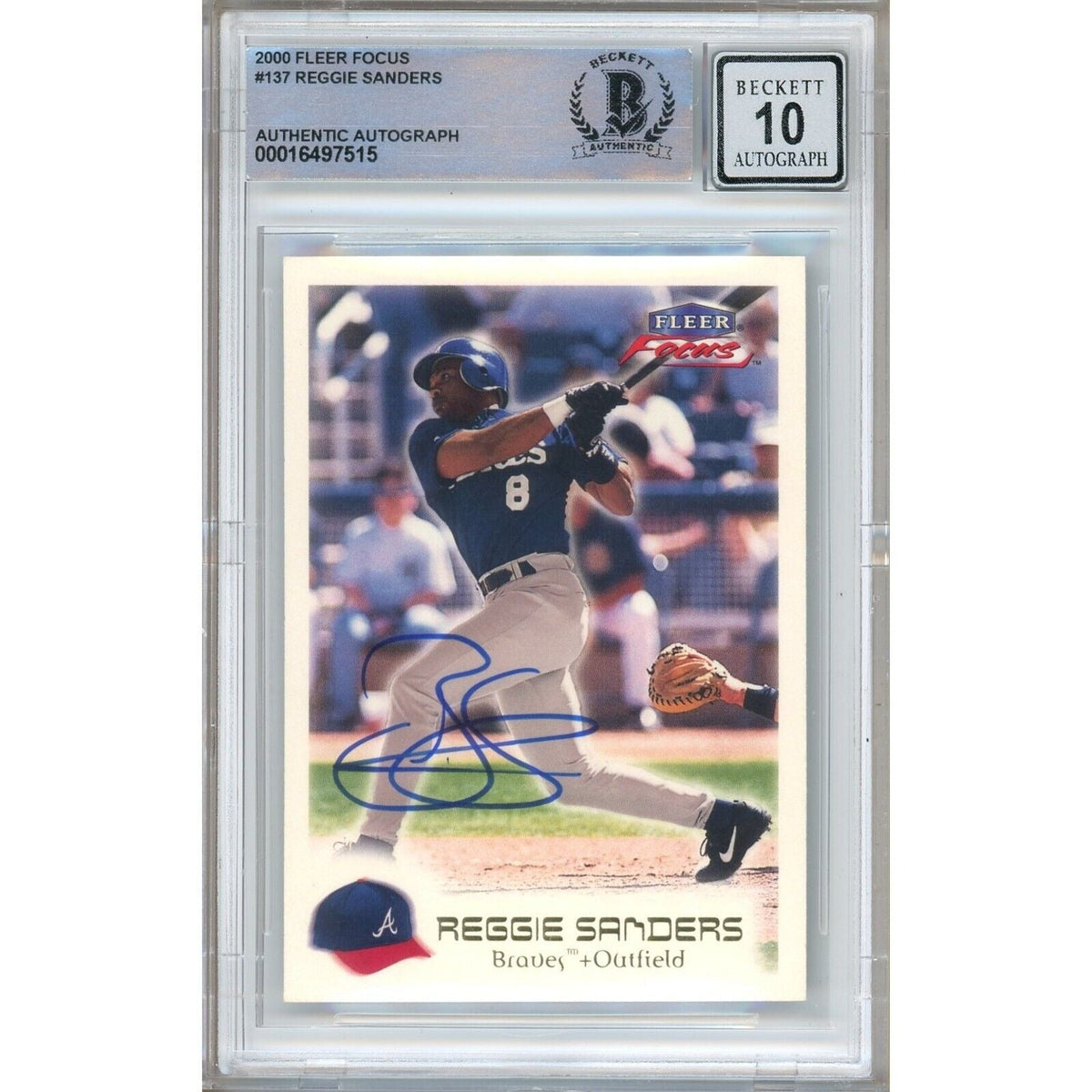 Reggie Sanders Atlanta Braves Signed Autographed Trading Card Beckett BGS