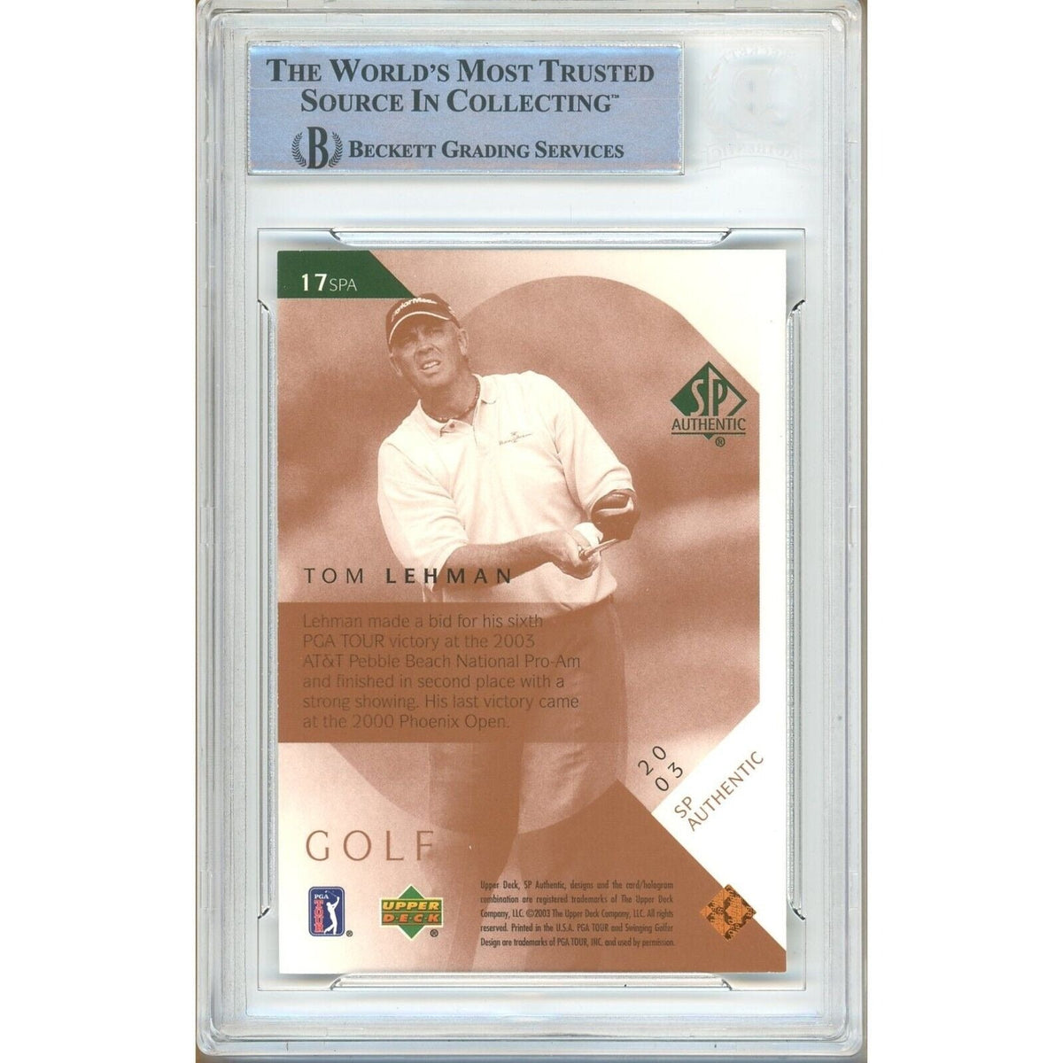 Tom Lehman Signed Trading Card Beckett BAS