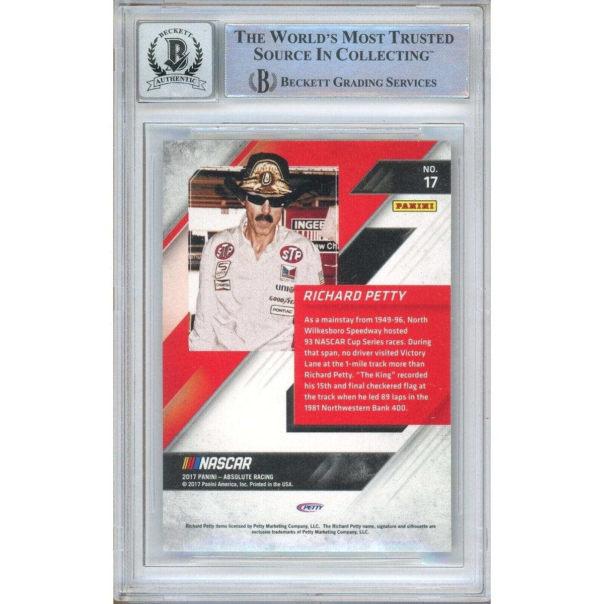Richard Petty Signed Nascar Trading Card Beckett BGS