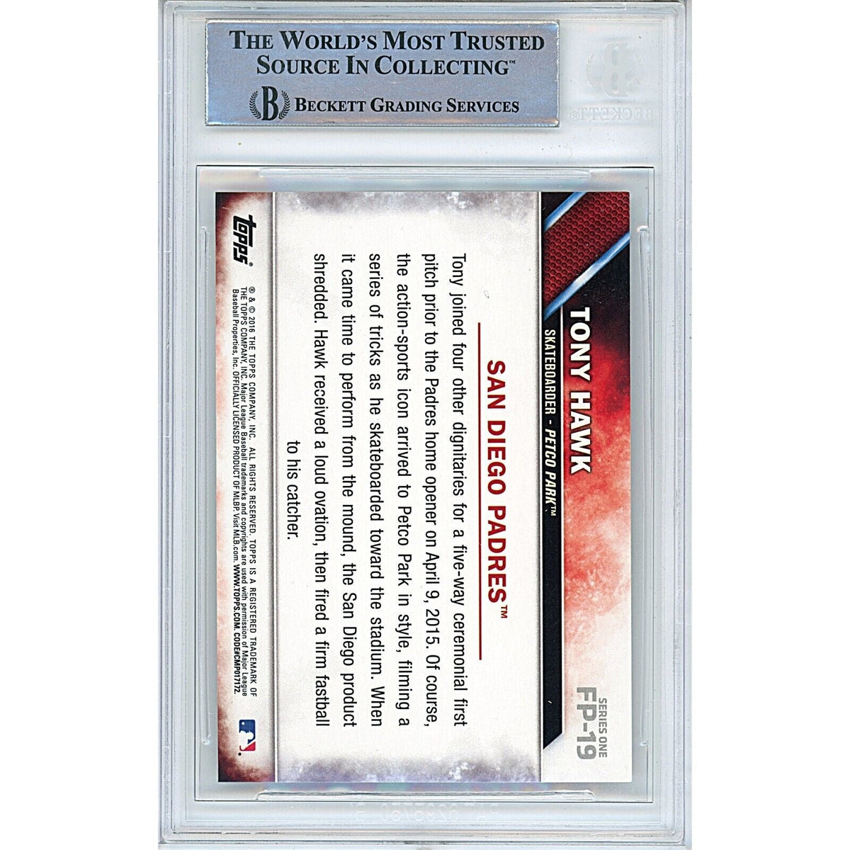 Tony Hawk Signed San Diego Autograph Trading Card Beckett BAS