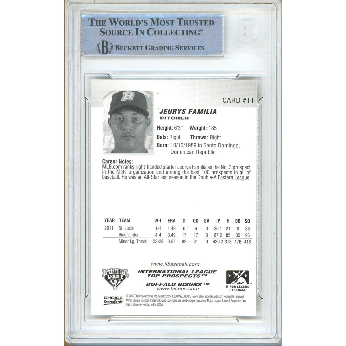 Jeurys Familia New York Mets Signed Trading Card Beckett BAS