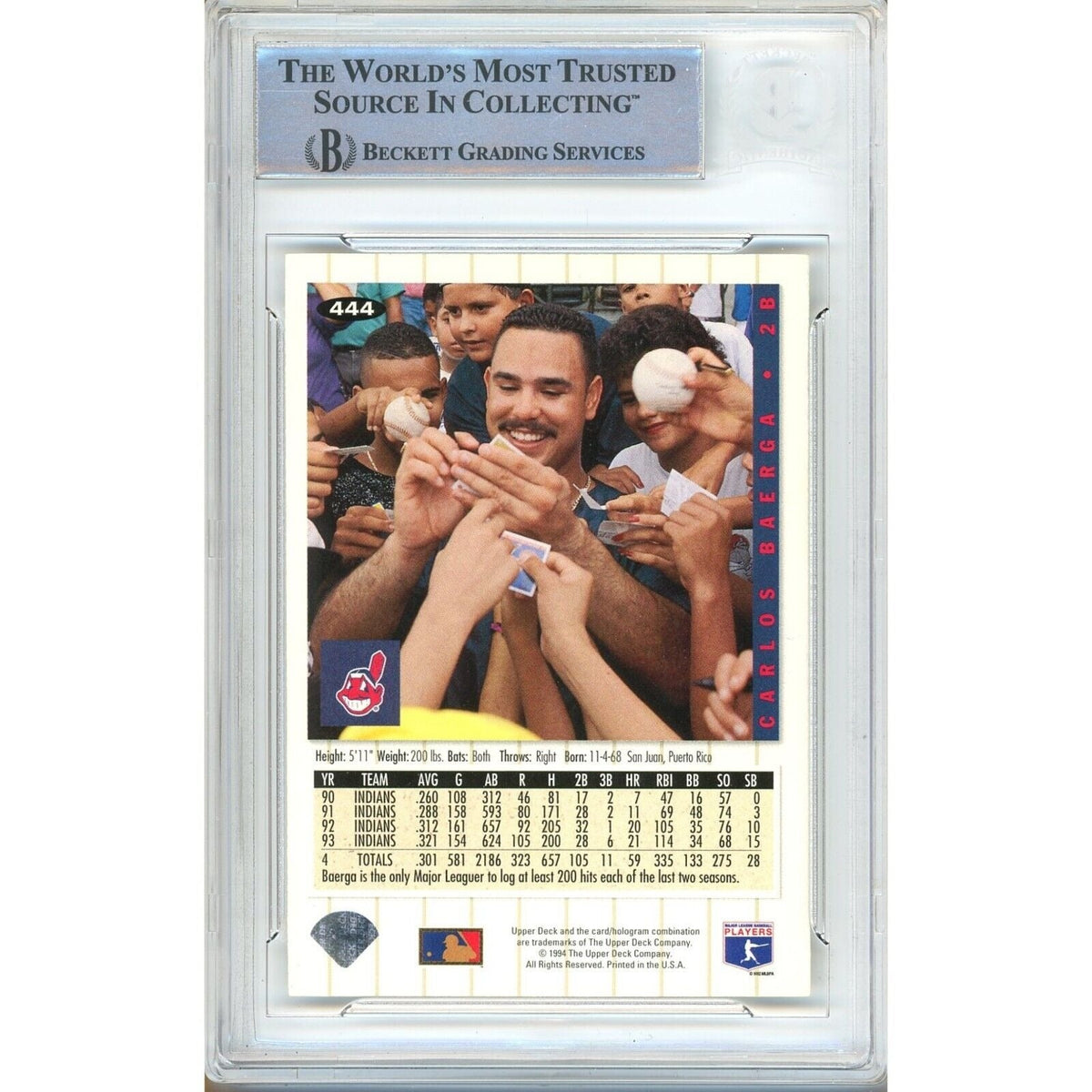 Carlos Baerga Collectors Choice Signed Trading Card Beckett BAS