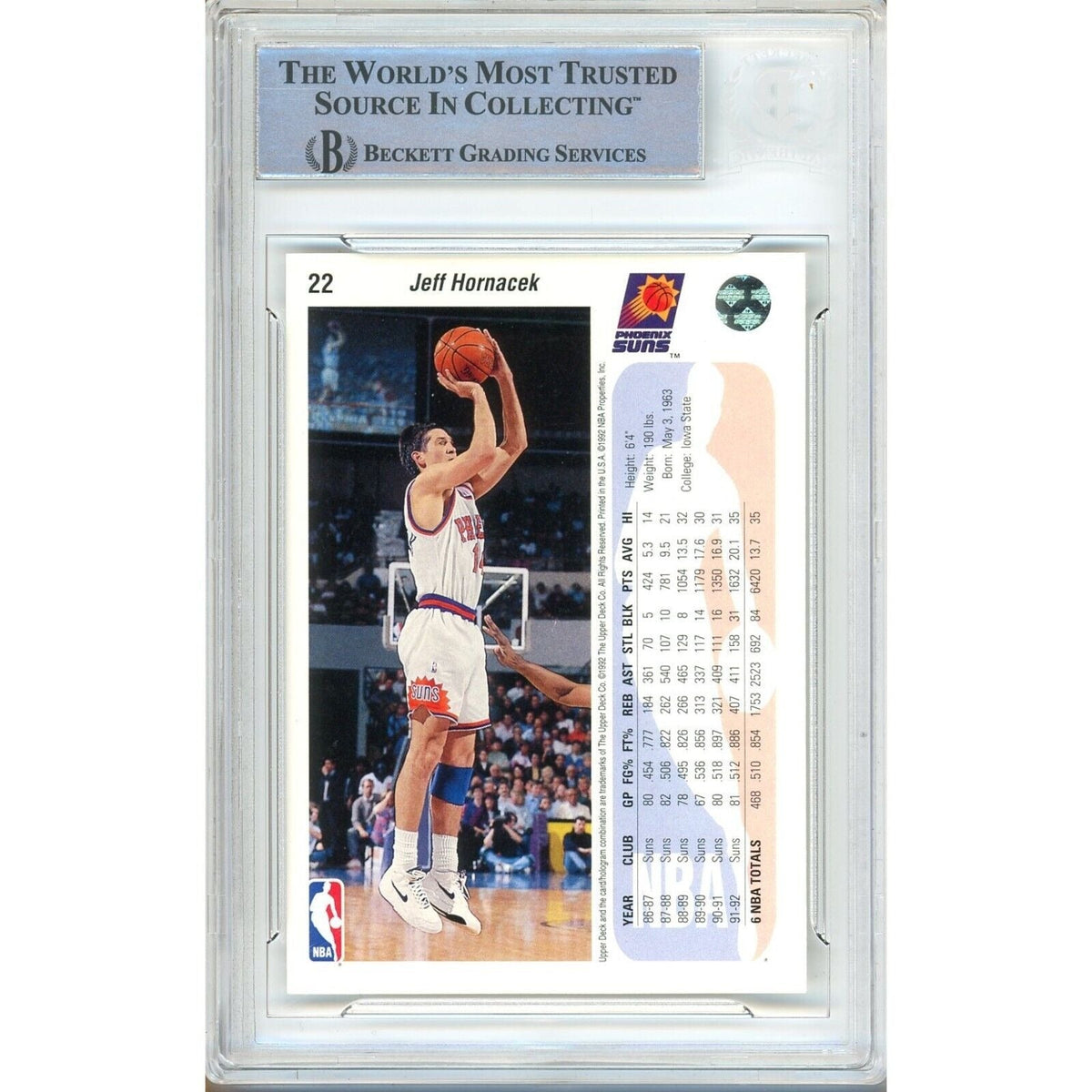 Jeff Hornacek Upper Deck Signed Trading Card Beckett BAS