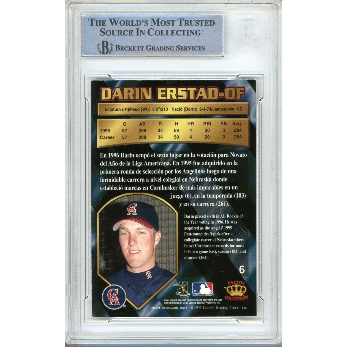 Darin Erstad Los Angeles Angels Autograph Trading Card Beckett BAS