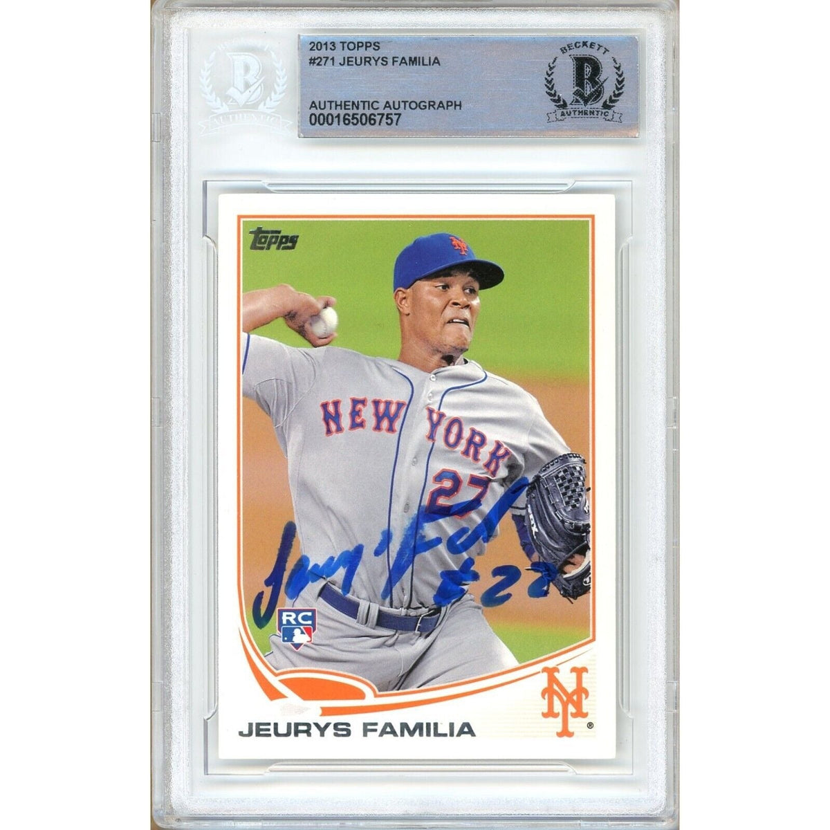 Jeurys Familia New York Mets Autographed Trading Card Beckett BAS