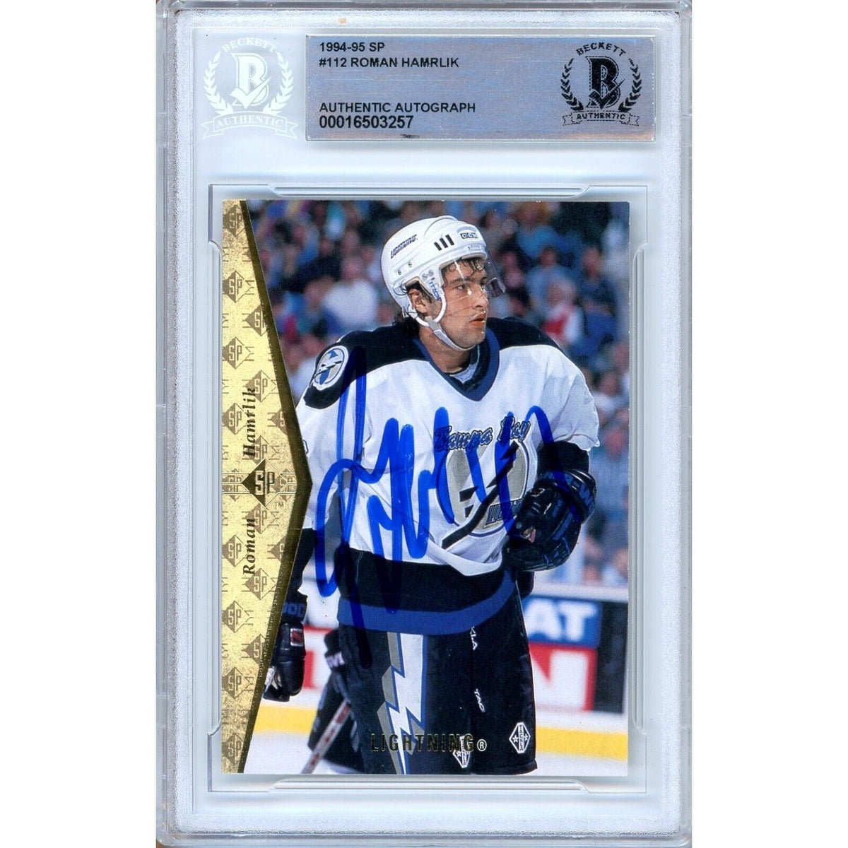 Roman Hamrlik Tampa Bay Lightning Autographed Trading Card Beckett BAS