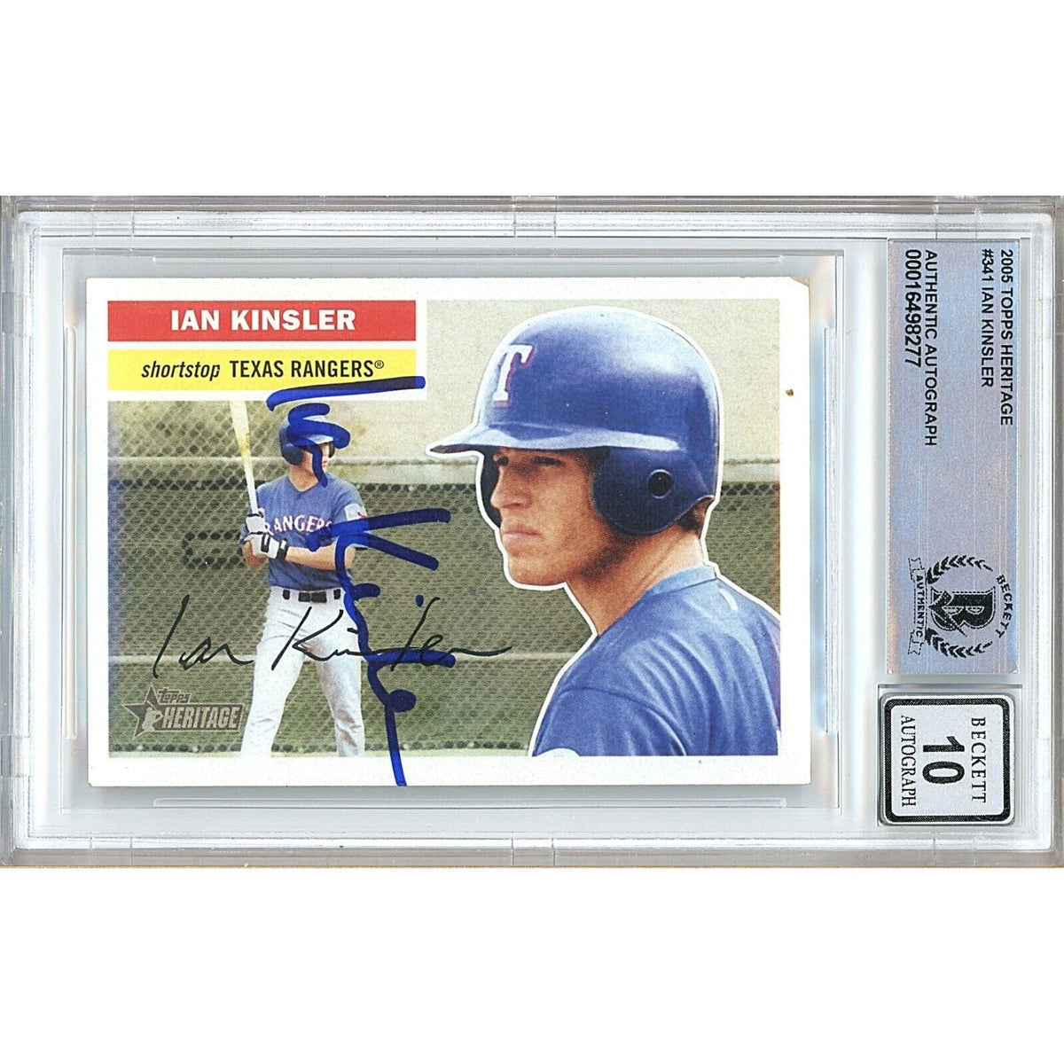 Ian Kinsler Topps Heritage Autographed Trading Card Beckett BGS