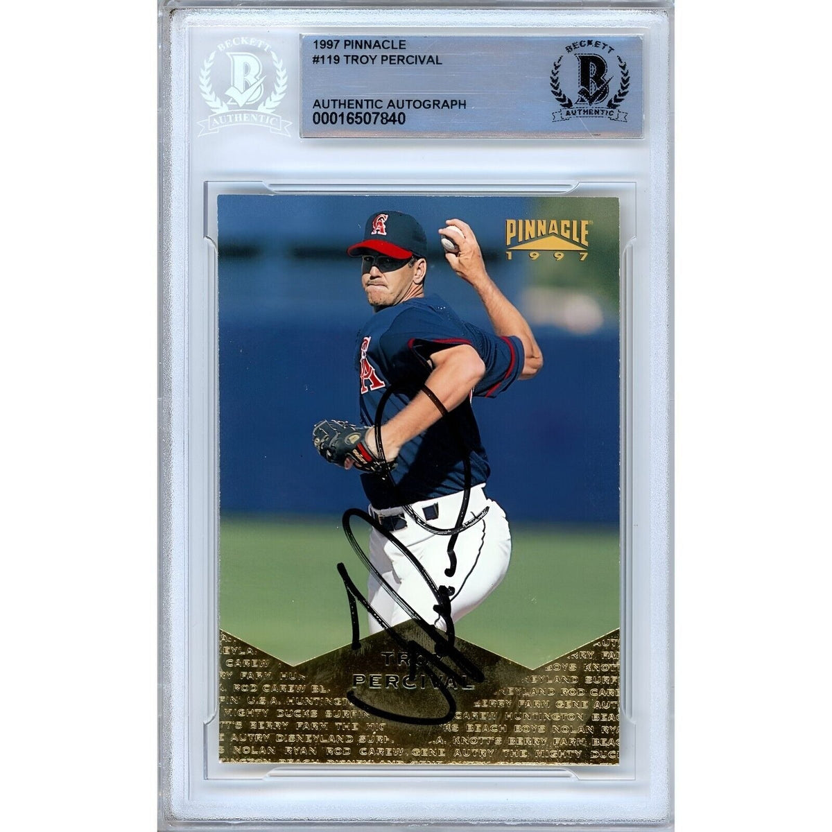 Troy Percival Los Angeles Angels Autographed Trading Card Beckett BAS