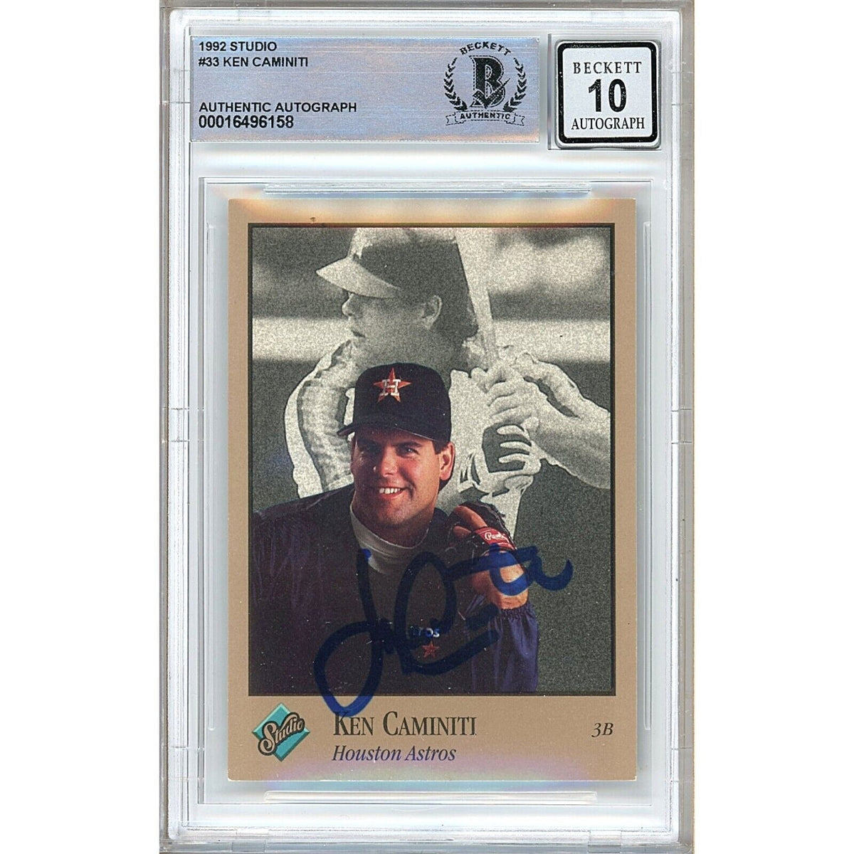 Ken Caminiti Donruss Studio Autographed Trading Card Beckett BGS