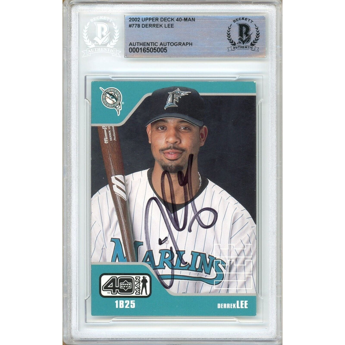 Derrek Lee Upper Deck Autographed Trading Card Beckett BAS