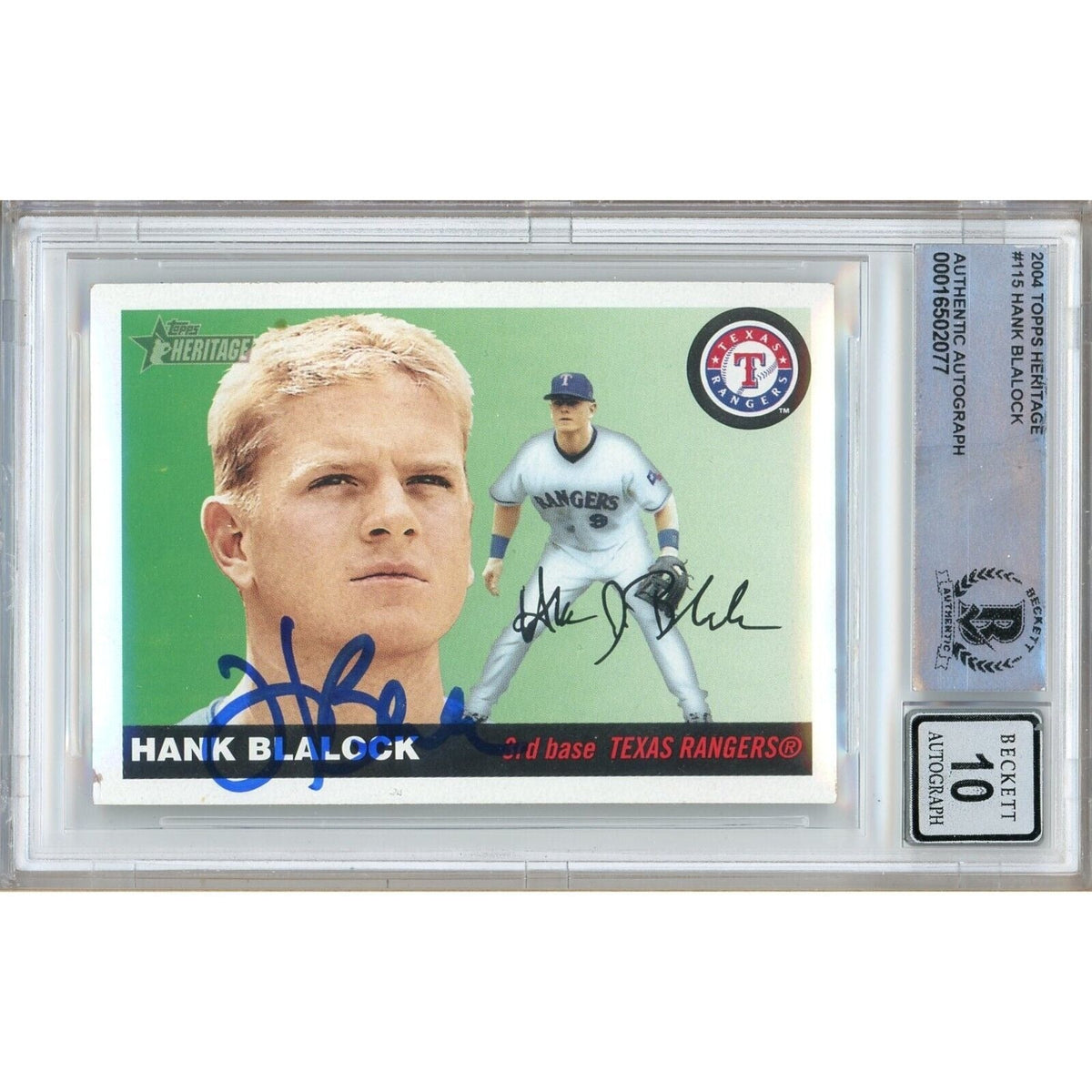 Hank Blalock Topps Heritage Autographed Trading Card Beckett BGS