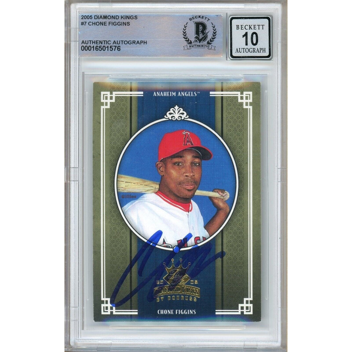 Chone Figgins Donruss Diamond Kings Autographed Trading Card Beckett BAS