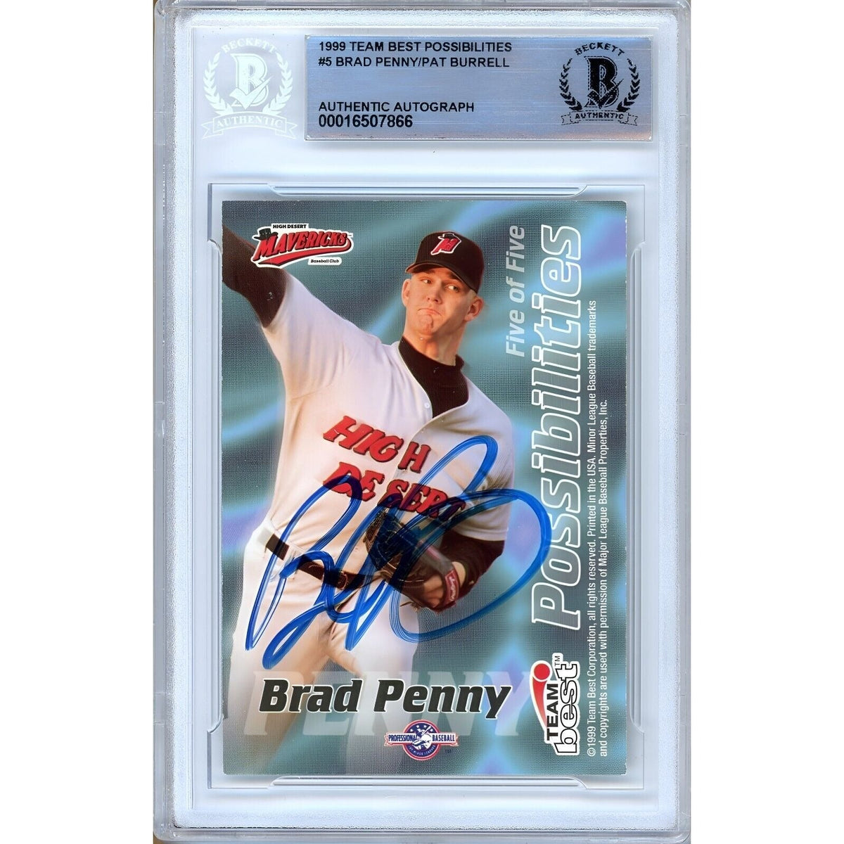 Brad Penny Team Best Possibilities Signed Trading Card Beckett BAS