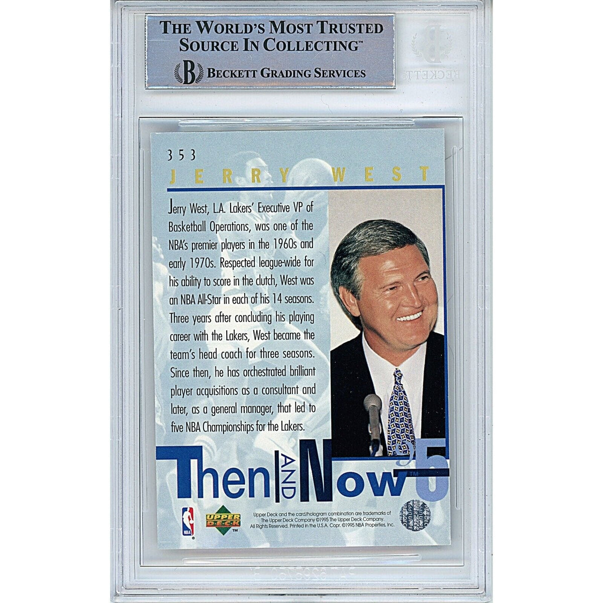 Jerry West Upper Deck Signed Trading Card Beckett BAS