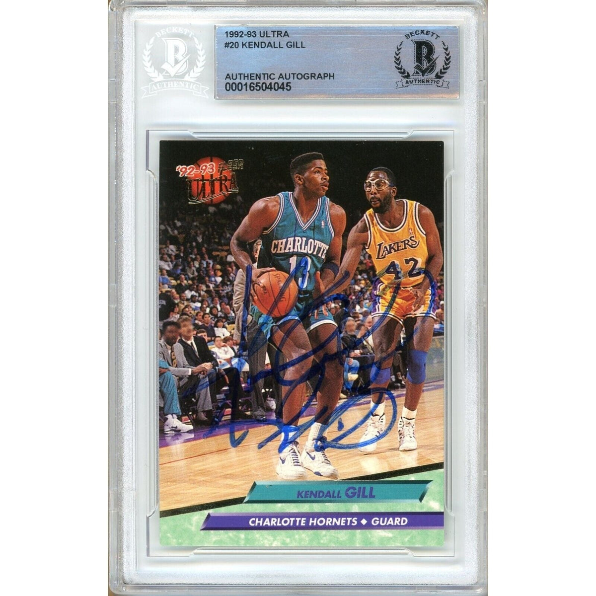 Kendall Gill Charlotte Hornets Autographed Trading Card Beckett BAS