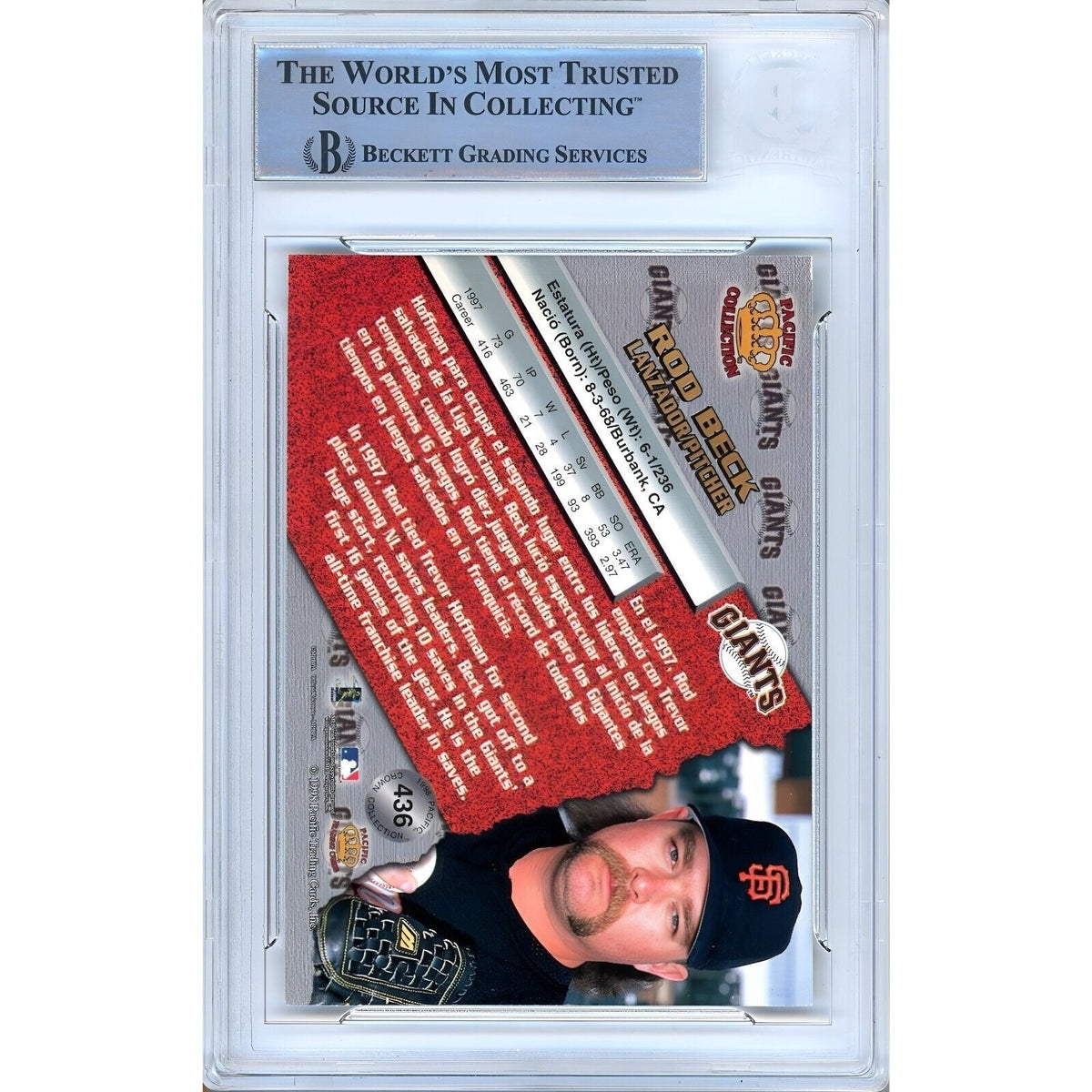 Rod Beck San Francisco Giants Autograph Trading Card Beckett BAS