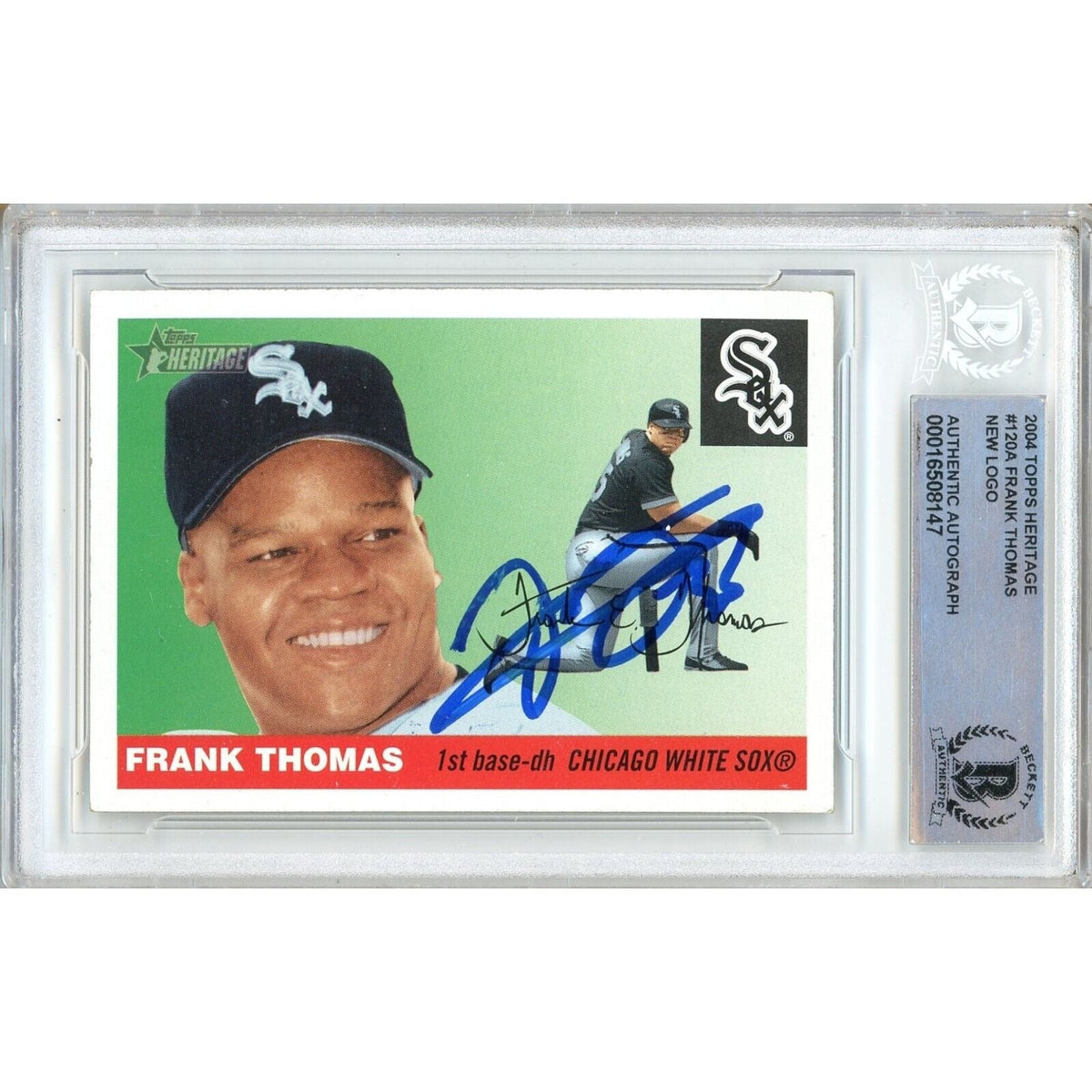 Frank Thomas Topps Heritage Autographed Trading Card Beckett BAS