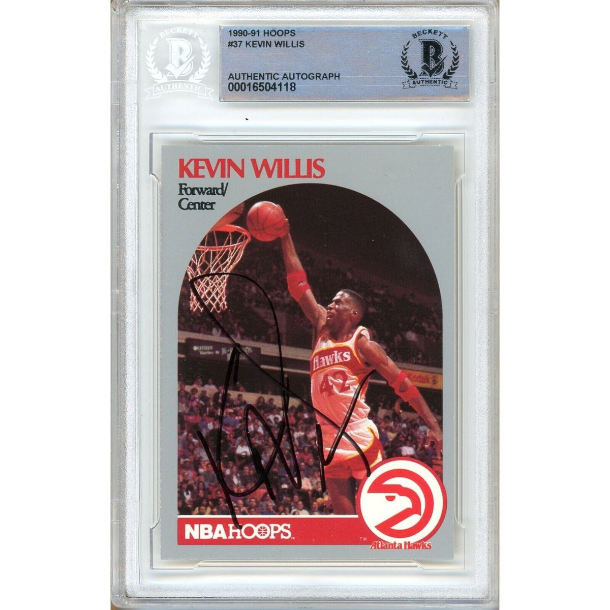 Kevin Willis Atlanta Hawks Autographed Trading Card Beckett BAS