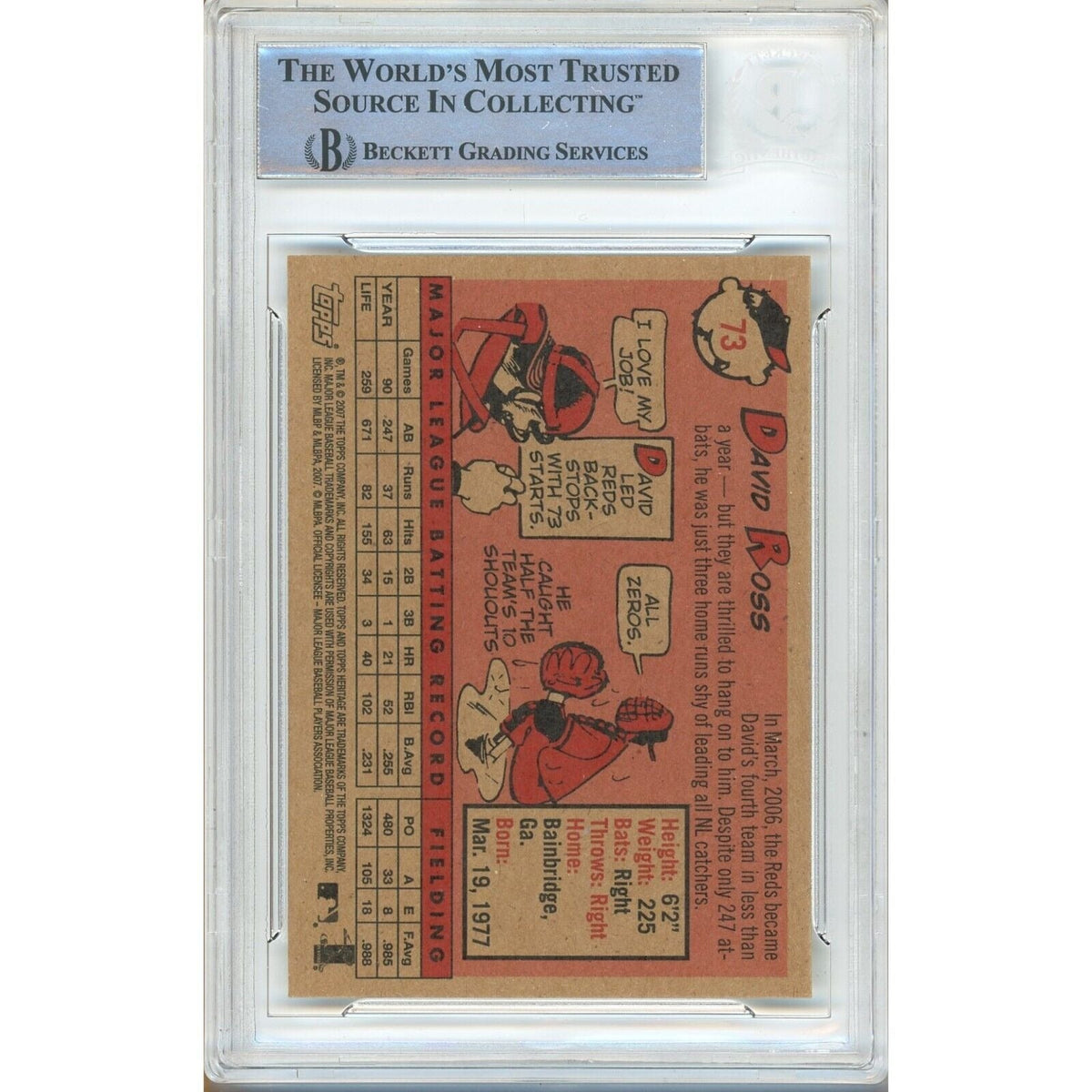 David Ross Topps Heritage Autograph Trading Card Beckett BAS