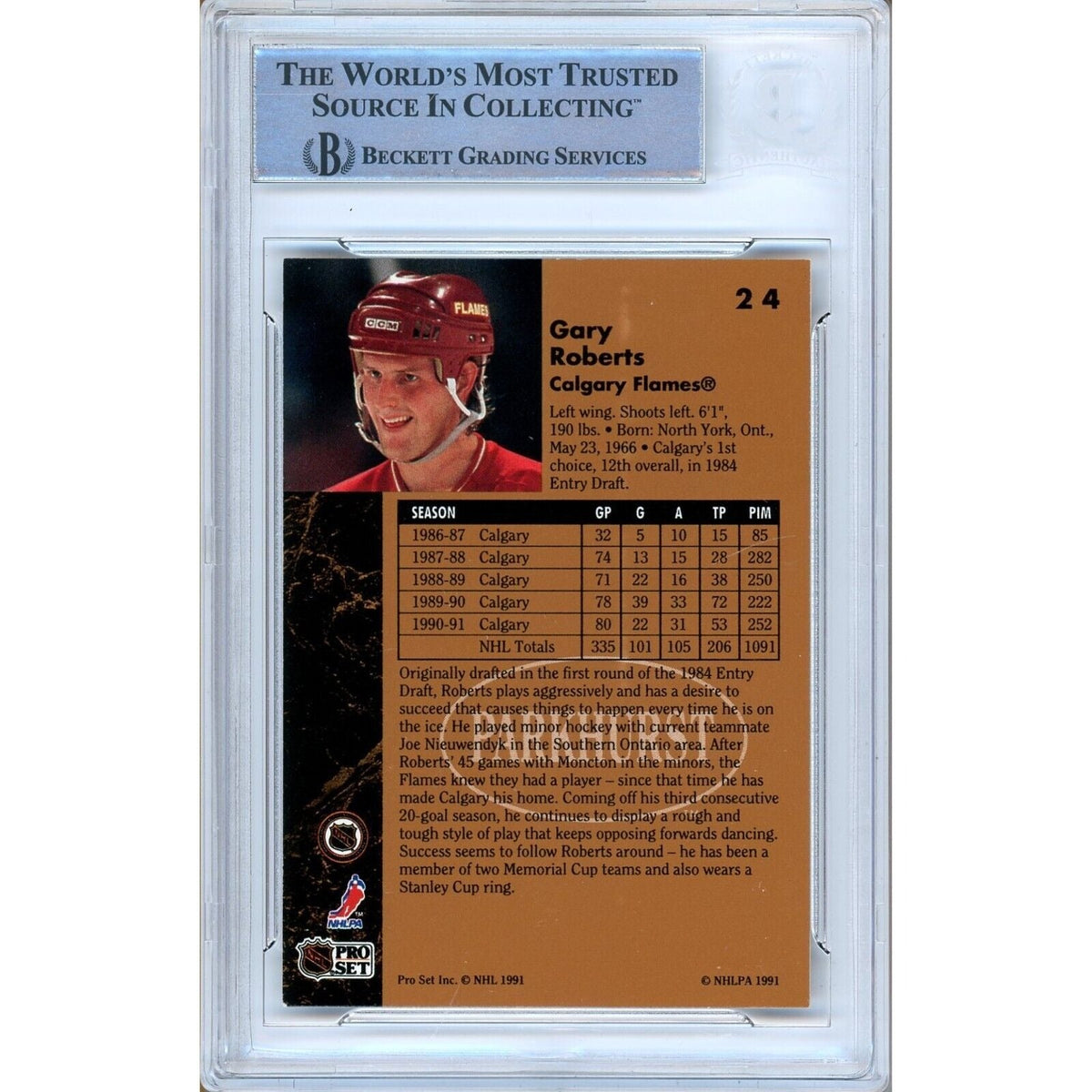 Gary Roberts Calgary Flames Autographed Autograph Trading Card Beckett BAS