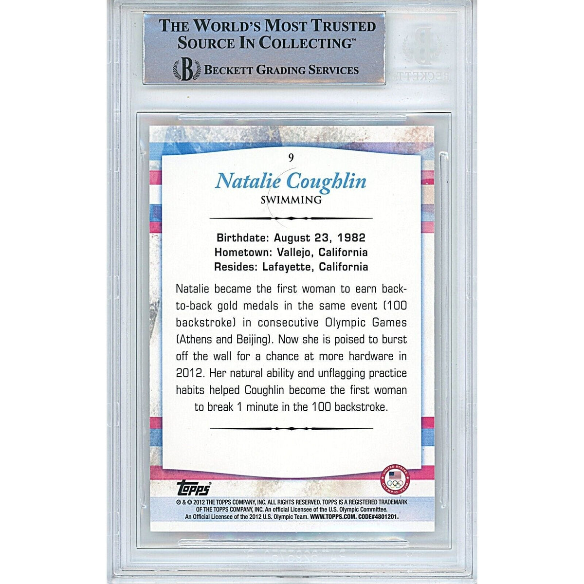 Natalie Coughlin Team Signed Trading Card Beckett BAS