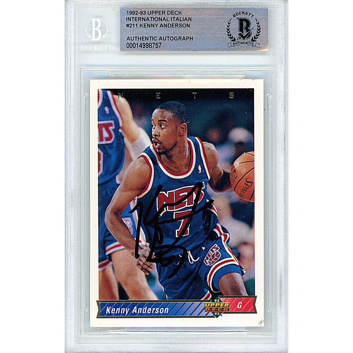 Kenny Anderson Upper Deck International Autographed Trading Card Beckett BGS