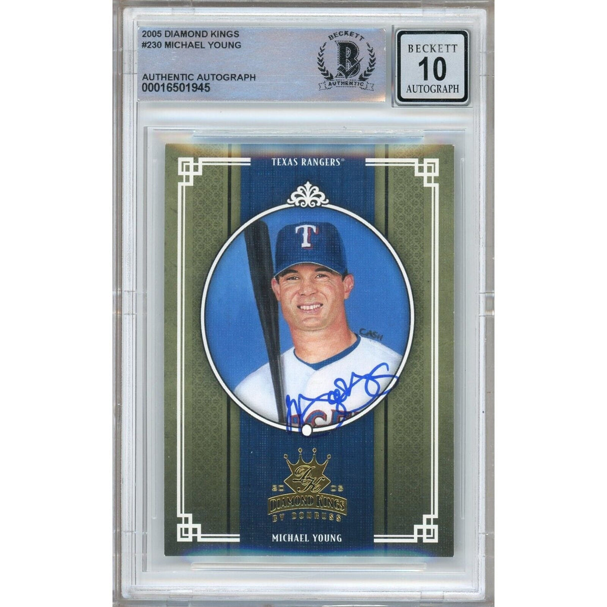 Michael Young Texas Rangers Signed Autographed Trading Card Beckett BGS