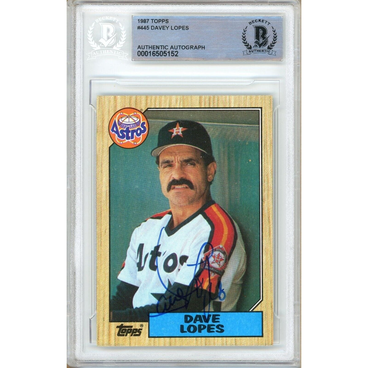 Davey Lopes Houston Astros Autographed Trading Card Beckett BAS