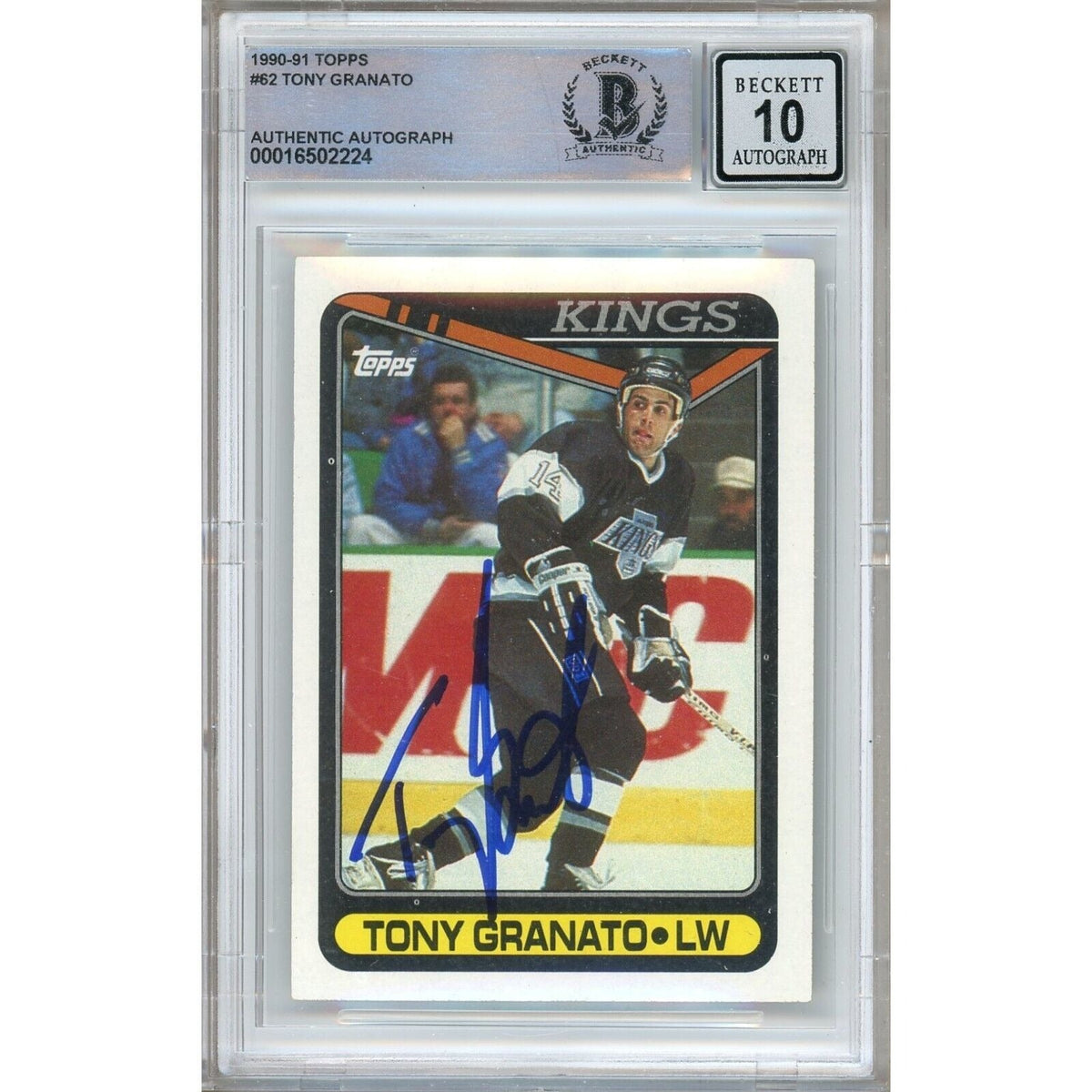 Tony Granato Los Angeles Kings Autographed Trading Card Beckett BGS