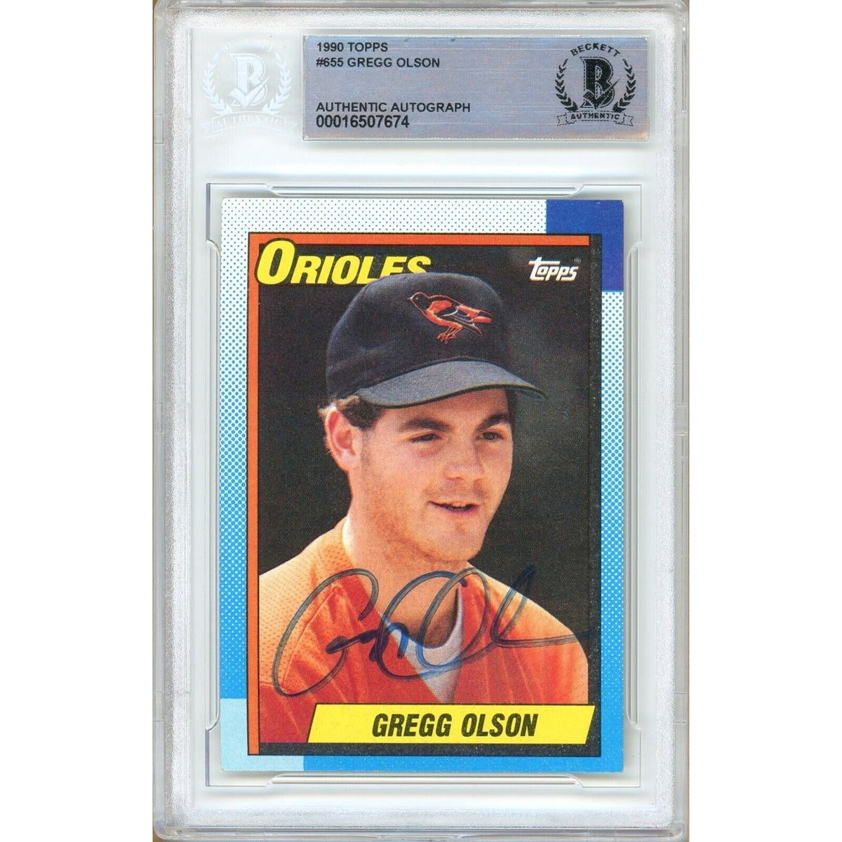 Gregg Olson Baltimore Orioles Autographed Trading Card Beckett BAS