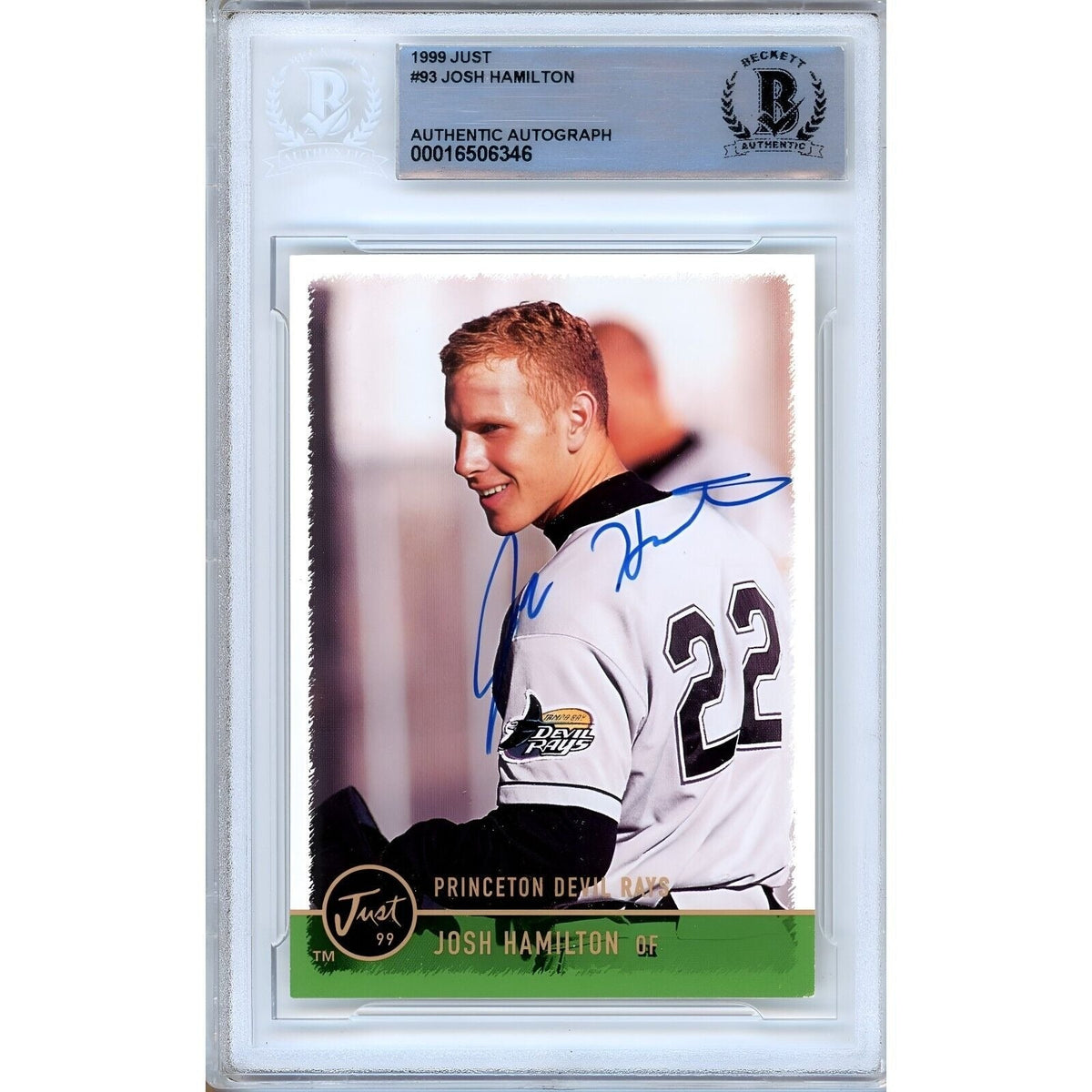 Josh Hamilton Just Rookies Autographed Trading Card Beckett BAS