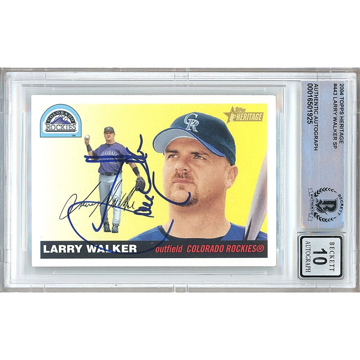 Larry Walker Topps Heritage Autographed Trading Card Beckett BGS