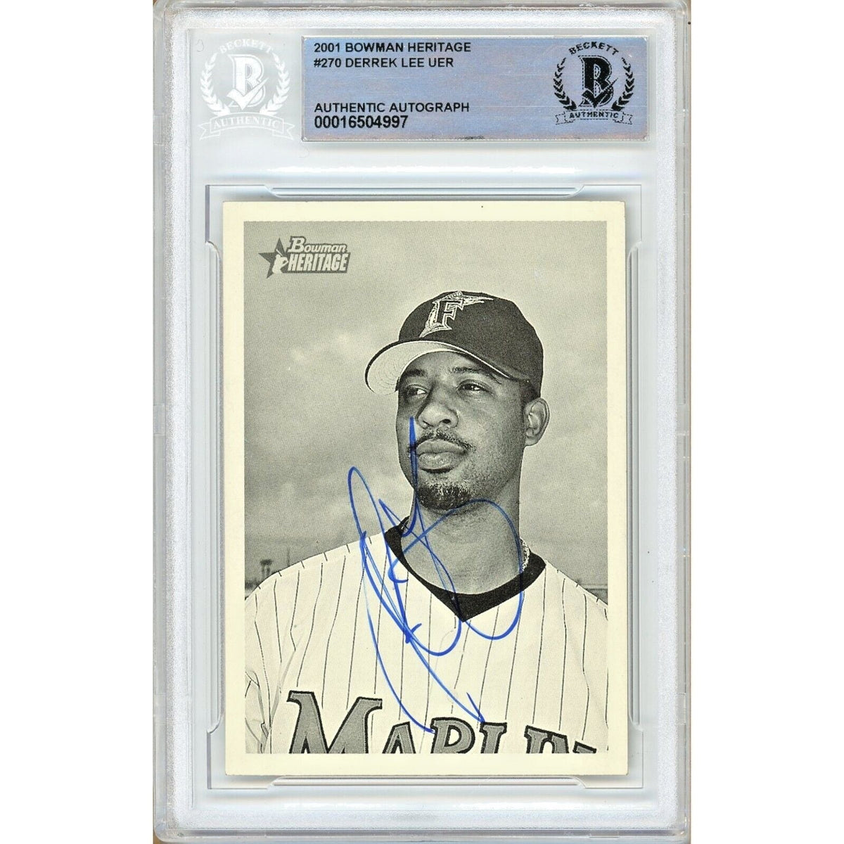 Derrek Lee Bowman Heritage Autographed Trading Card Beckett BAS