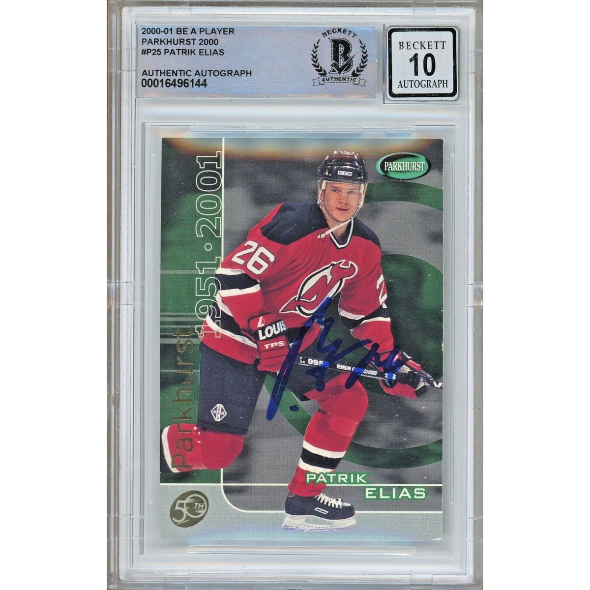 Patrik Elias New Jersey Devils Autographed Trading Card Beckett BGS