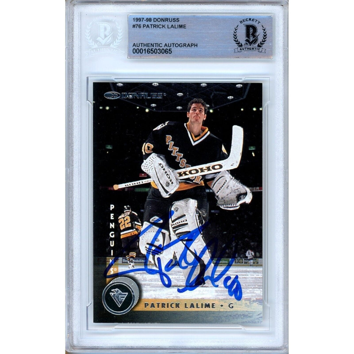 Patrick Lalime Pittsburgh Penguins Signed Autographed Trading Card Beckett BAS